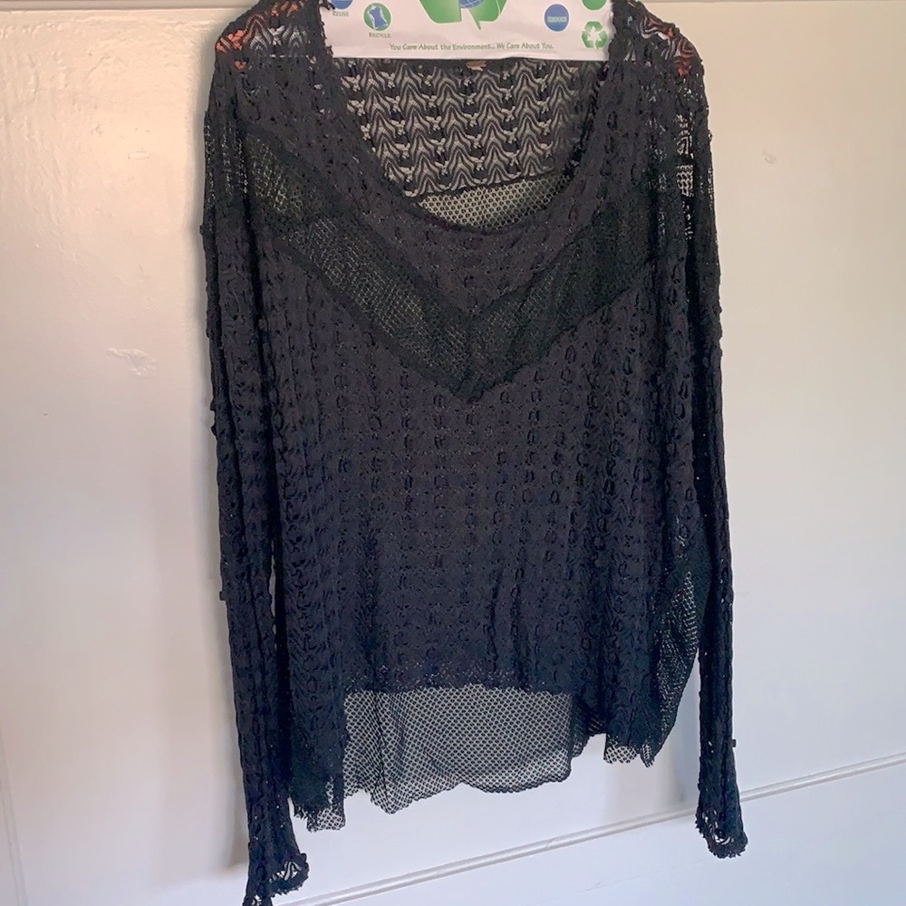 Flowy free people mesh longesleeve Henley